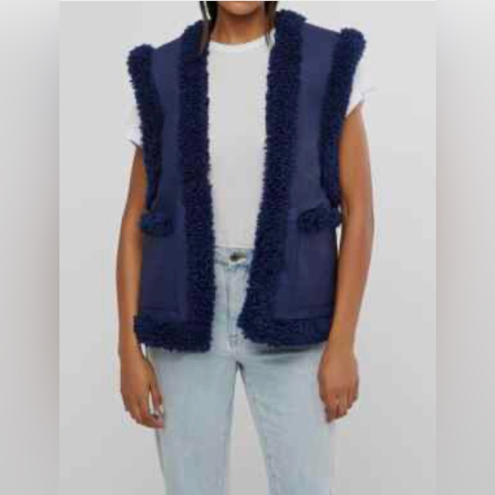 WeWoreWhat Cobalt Blue Teddy Vest – Size M – NWT